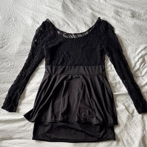 Elegant Black Lace Long Sleeve Dress